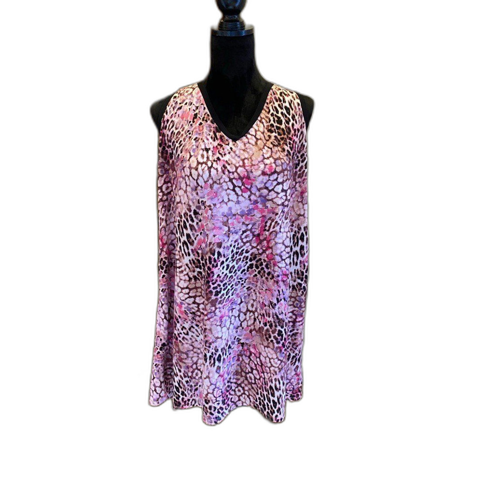 Nightgown r Swimsuit Coverup Womens Plus Size XL 16 - 18 Pink Leopard Sleeveless